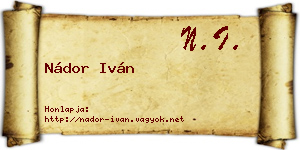 Nádor Iván névjegykártya